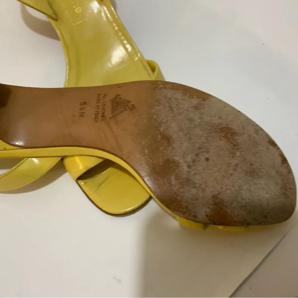 Vintage Evan Picone Yellow patent Leather Kitten Heel Pumps slingback sandals - Picture 8 of 9